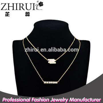 yiwu jewelry factory layered zircon gold chain necklace