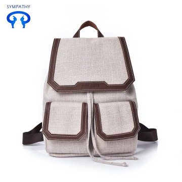 Literary style backpack with cotton shoulder bag