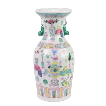 Tongzhi Period Antique Famille Rose Hand-Painted Bogu Pattern Vase