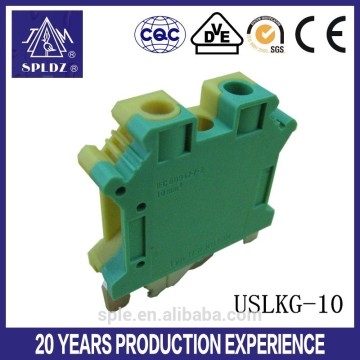 UK din rail Green and yellow earthing terminal block USLKG-10