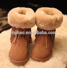 2014 fashion fuzzy Suede cedar shearling fur Woman mid-calf waterproof snow Boot