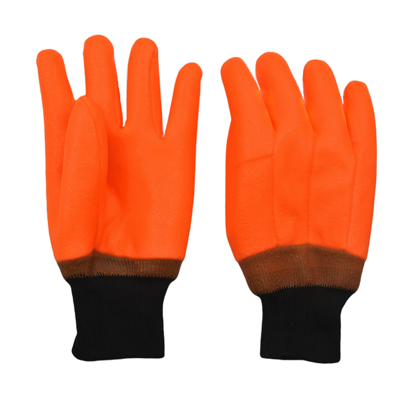 Cold Weather Hi Vis Orange PVC Coated Insulated Gloves