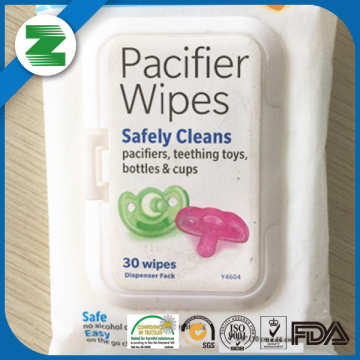 FDA certified pacifier cleanser sealing well spunlace flushable wipe