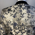 Anti-Shrink business party silver floral suits for men