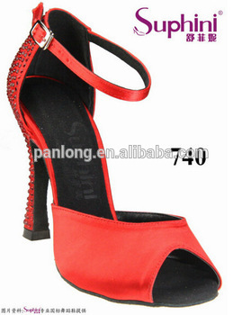 small open Toe red satin fashionable and professional Ballroom Shoes