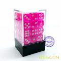 Bescon 12mm 6 Sided Dice 36 in Brick Box, 12mm Sechs Sided Die (36) Block der Würfel, Translucent Pink mit weißen Pips