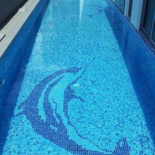 Hot sale custom dolphin glass mosaic patterns art swimming pool mosaic tile