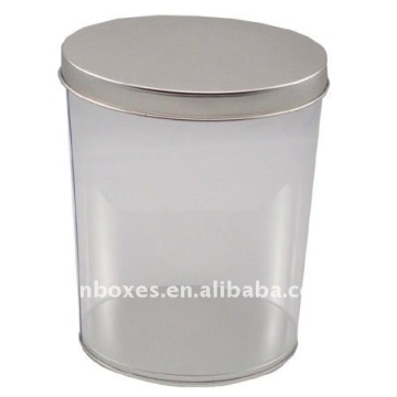 oval-shaped metal PVC tin bucket with handle