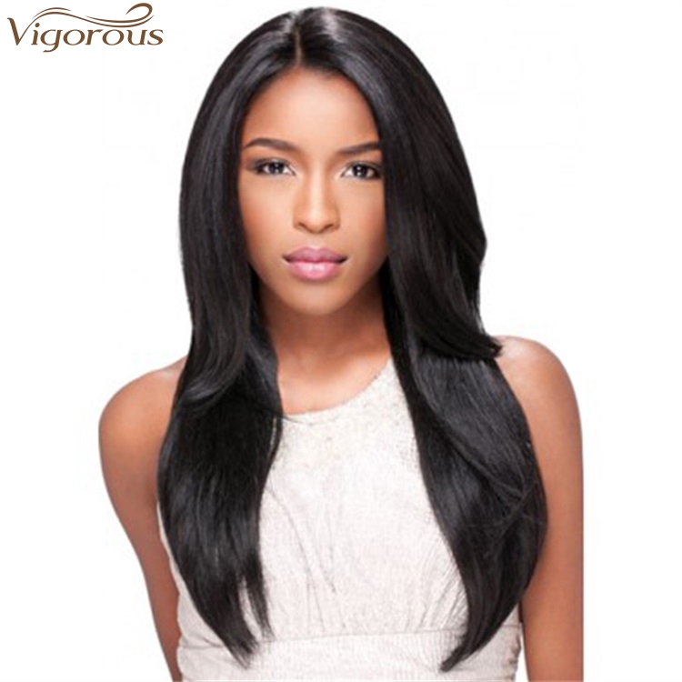 Vigorous Synthetic Wigs Natural Looking Cheap 24 Inches 1B Black Long Silky Straight Wavy Wig Side Part Heat Resistant