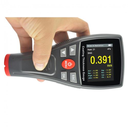 A digital coating thickness gauge with high-definition display