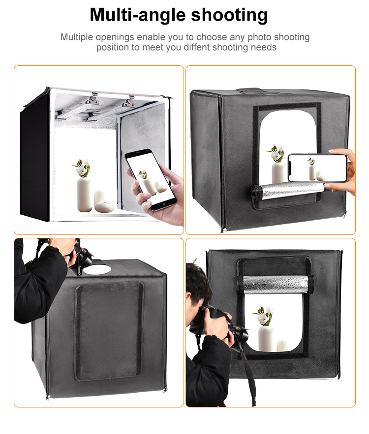 Portable 16"x 16" Photo Studio Light Tent Photography Lighting LED Table Top Shooting Box Kit with 5 backgrounds & carry bag