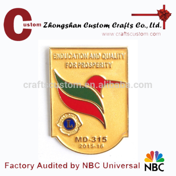 Custom lion club masonic lapel pins/Audited by NBC universal