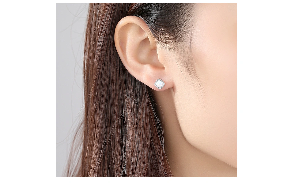 S925 Silver European Style CZ Opal Stud Earrings