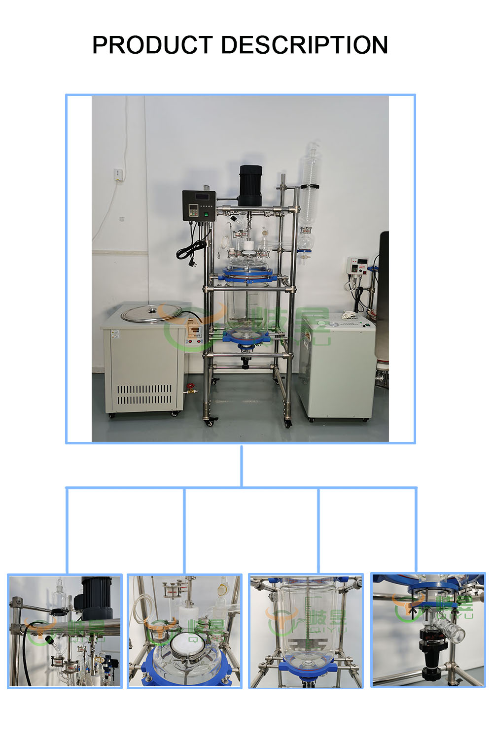 10L Manufacture Glass Reactor Jacketed Crystallizer for Distillation China