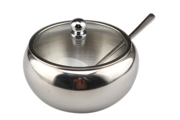 Stainless Steel Sugar Bowl With Spoon
