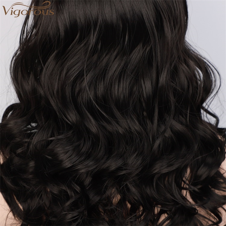 Vigorous Long Black Wavy Wig Synthetic Wave Wigs for Black Women Natural Middle Part Wigs Heat Resistant Hair Wholesale