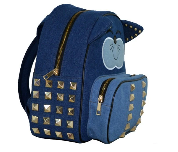 2020 New Washed Denim Backpack Fashion Rivet Retro Student Bag