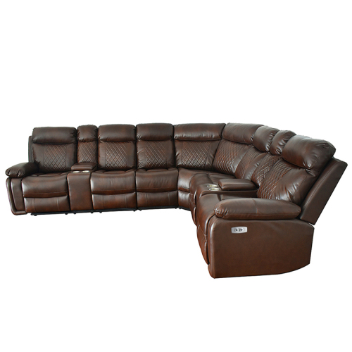 Sofá seccional reclinable de cuero de la sala de estar