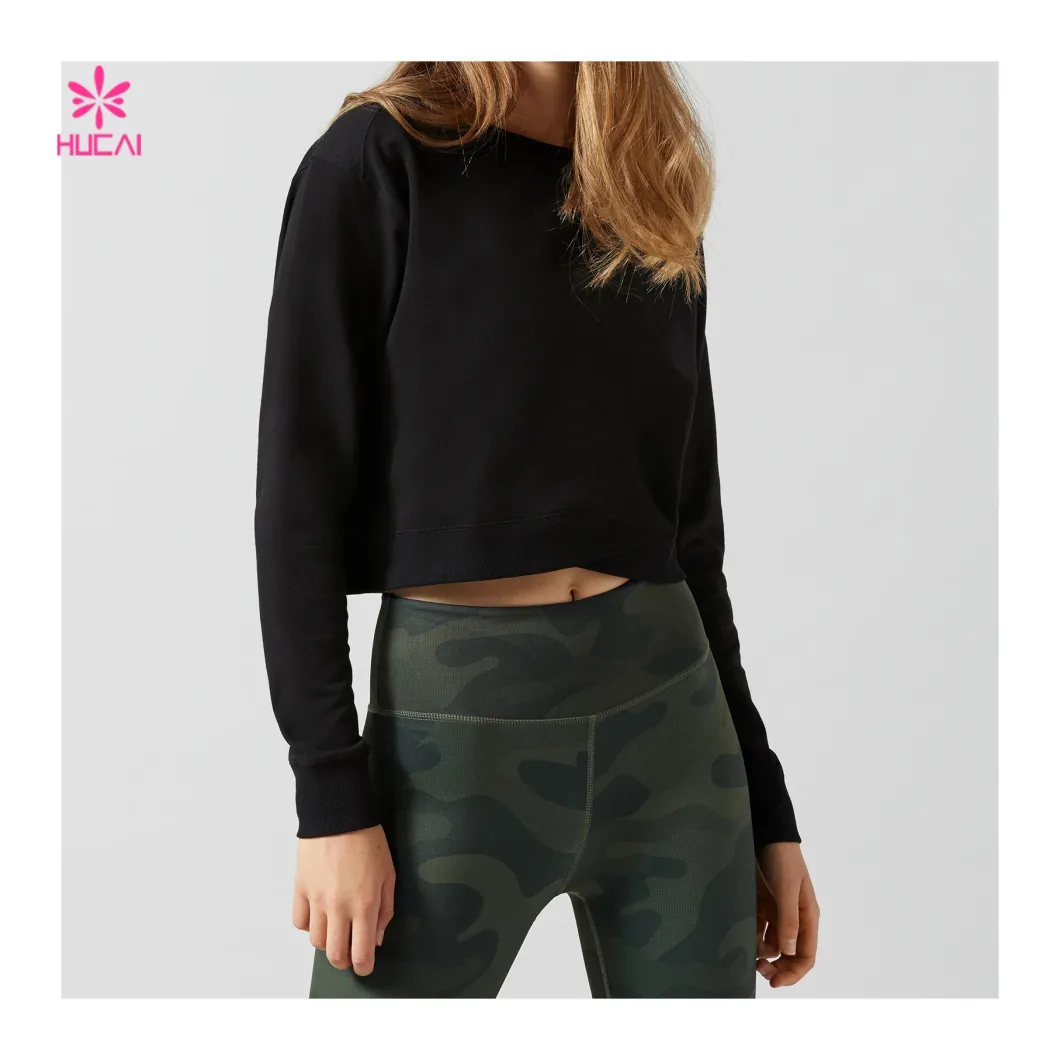 Pullover Crop Top Cross Bottom Sweatshirt