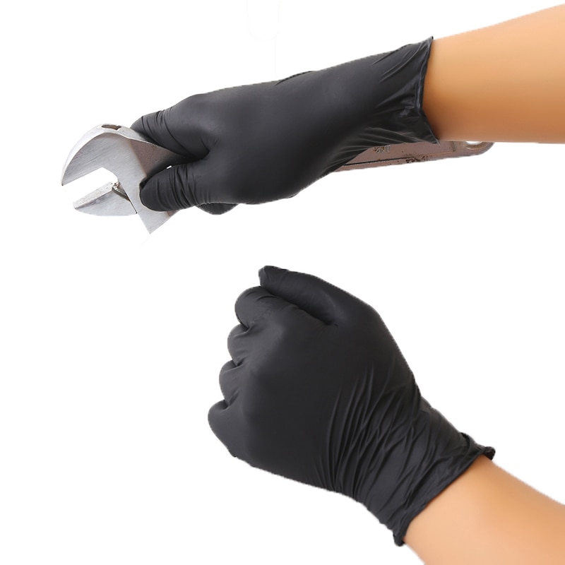 Sarung tangan nitril hitam yang tidak steril hitam pakai hitam