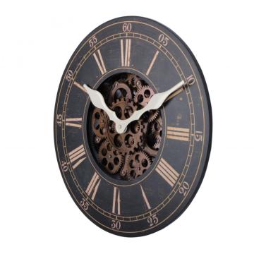 Grande horloge murale suspendue en bois