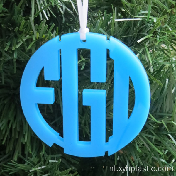 Kleur acryl cirkel kerst ornament monogram acryl