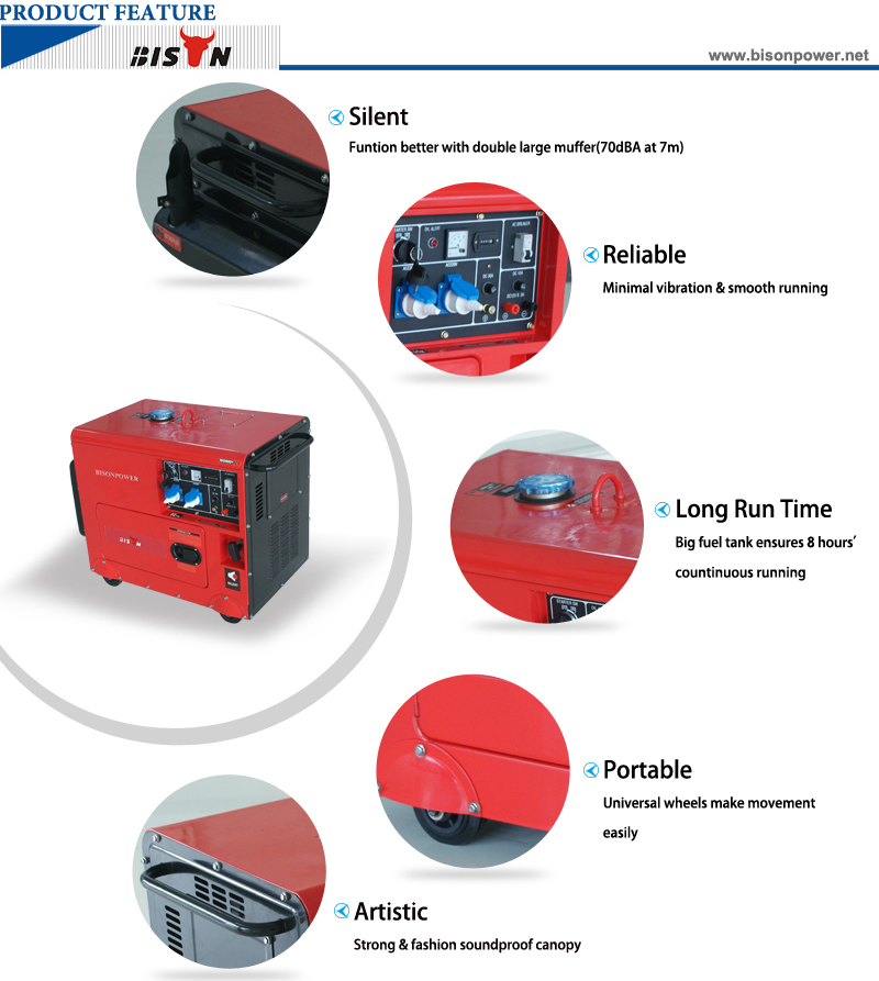 Diesel Generator 6kv Portable Standby Power Genset for Home Use