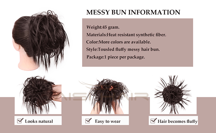 Aisi Hair Synthetic Donut Brown Chignon Curly Bun Pad Chignon Elastic Band Ribbon Ponytail Rope Rubber Hair Extension For Women