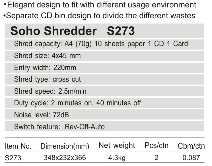 Comix New arrival classic office  CD  Card shredding paper Shredder