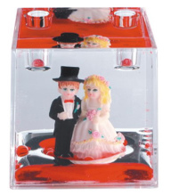 Acrylic Liquid Square Shape Pen Holder with Vivid Floater