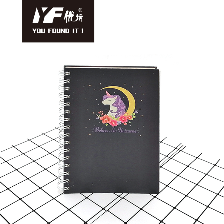 Custom cartoon unicorn cover A5 spiral coil notebook