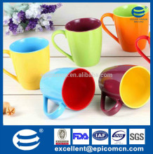 Manufacture of porcelain mugs double colorful mugs, double color glazed ceramic solid color porcelain mug