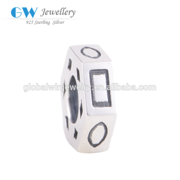 Simple Design Hexagon Sterling Silver Charm Bracelet Jewelry Charm