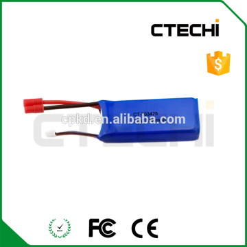 Li-polymer rechargeable battery pack 903475 2000mAh 7.4V 25C high rate 25C