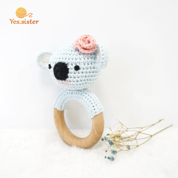 Crochet Beech Wood Koala Teether Baby Toys