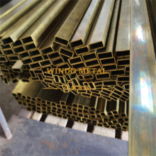Brass rectangular tubing for decorative lighting fixtures
