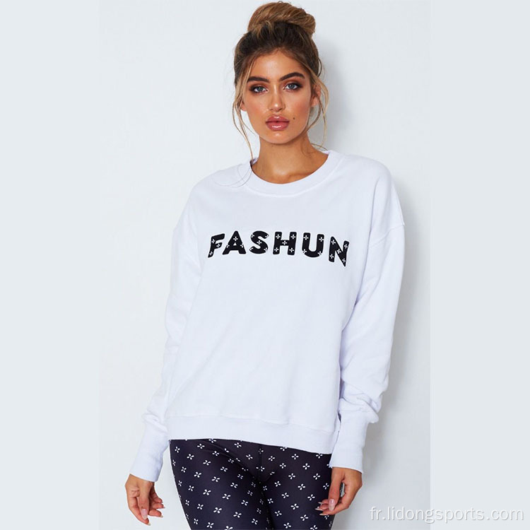 Logo personnalisé pour femmes Crewneck vierge Sport Crewneck Sweatshirt