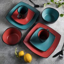 Gibson Soho Lounge 16-Piece Matte Red Stoneware Dinnerware Set