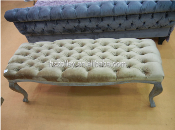 French Vintage Style Custom Bed End Bench Ottoman Foot Stool