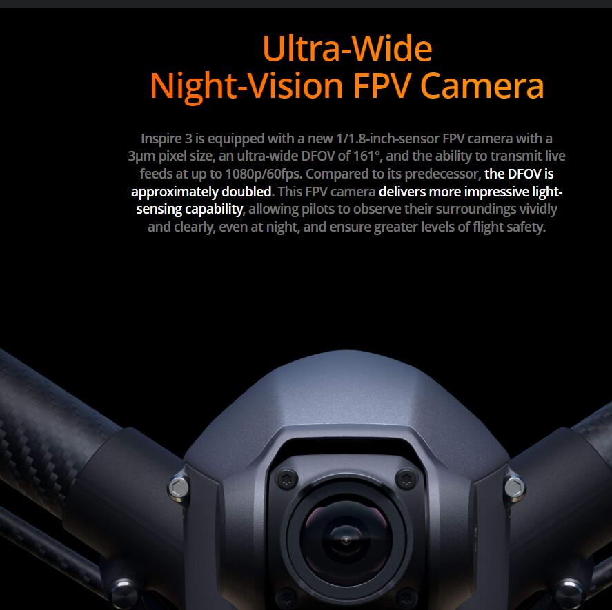 Cinema level Full-frame 8K DJI Inspire 3 drone with Night-Vision FPV Camera