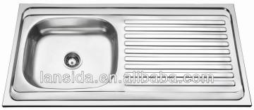 Top Counter Stainless Steel Kitchen Sink with Drain Board