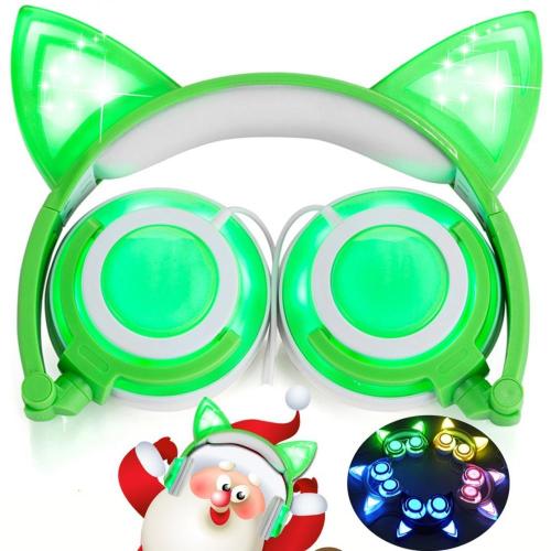 Cuffie stereo ricaricabili con orecchio di gatto incandescente lampeggiante