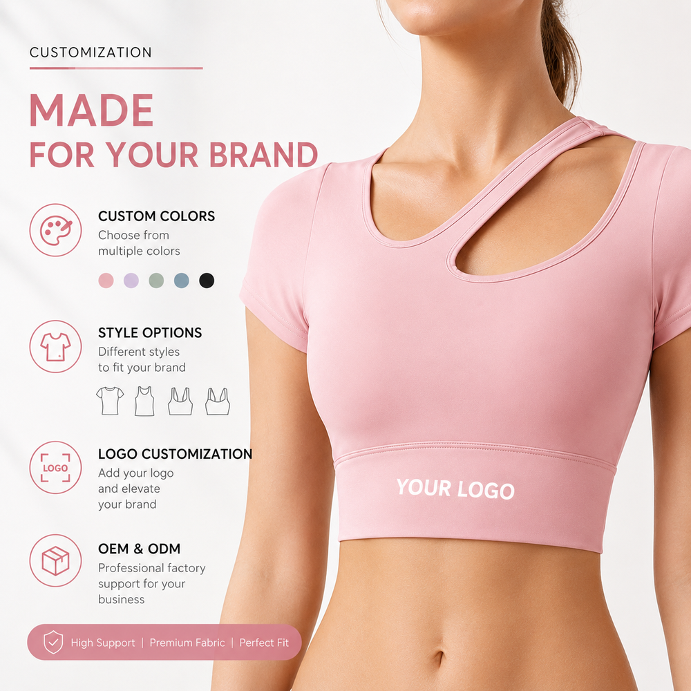Женская розовая короткая футболка с асимметричным вырезом Women Pink Asymmetric Neck Short T-Shirt