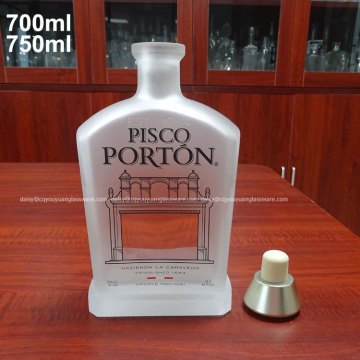 Peru Pisco 750ml flask fancy frosted wine bottles for sale