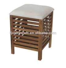 Living Room Rectangular Decorative Storage Baskets with Lids Wooden Storage Basket with Spongy Cushion Seat