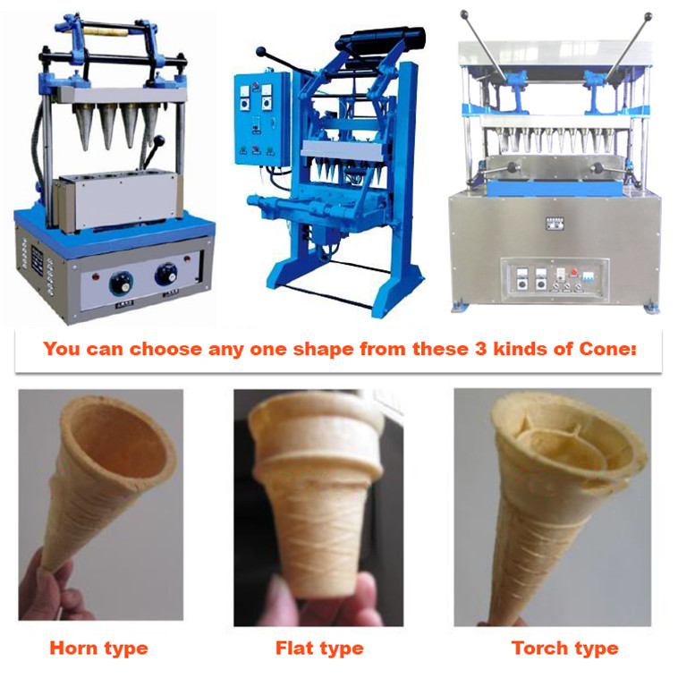 3 Cone Shapes Ice Cream Cone Baking Machine