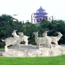 white marble stone sheep figures outdoor stone sheep statues