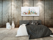 New York Paris Skyline Metal Wall Art