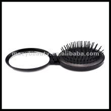 Mini Plastic round hair Brush With Mirror Set