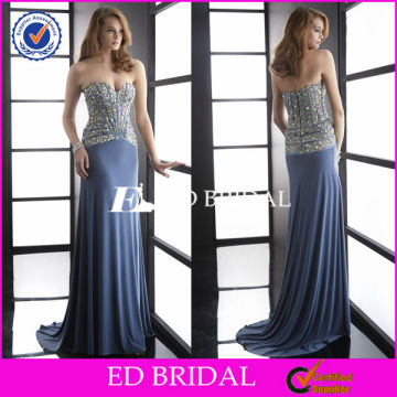 2622 Strapless Real Sample New Evening Dresses Heavy Beaded Custom Made Sheath Floor Length Big Girl Sexy Evening Dress